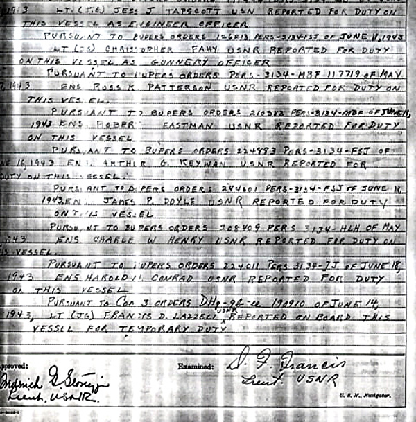 Ships log at commisioning July 1943 Page-2-2