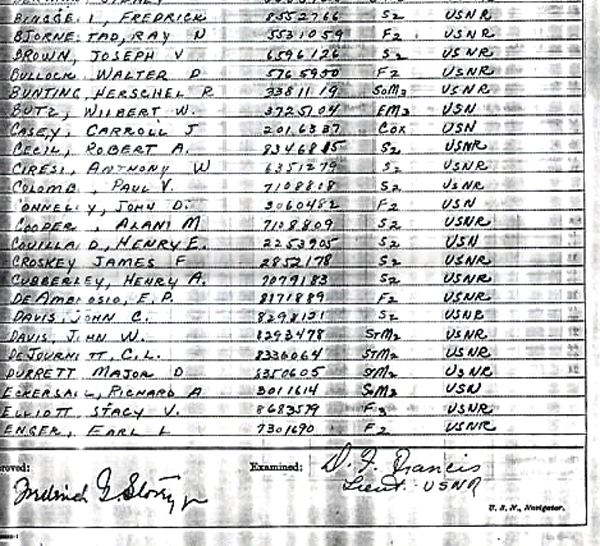 Ships log at commisioning July 1943 Page-3-2