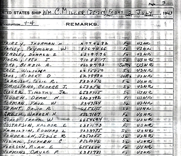 Ships log at commisioning July 1943 Page-4-1