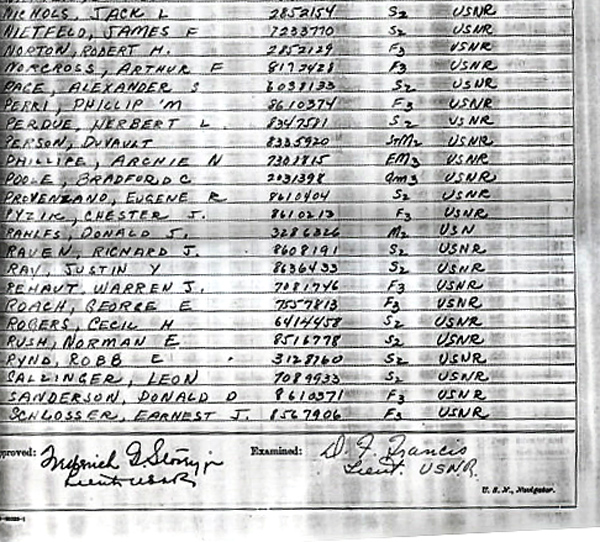 Ships log at commisioning July 1943 Page-5-2