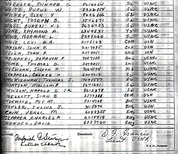 Ships log at commisioning July 1943 Page-6-2