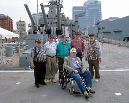 On the deck of the USS Wisconsin BB-64 